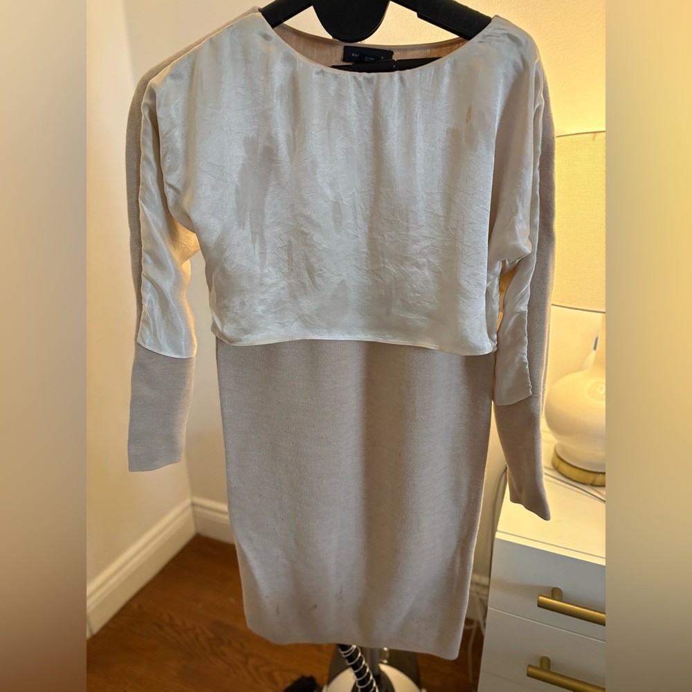 Club Monaco Cream Long Sleeve Dress